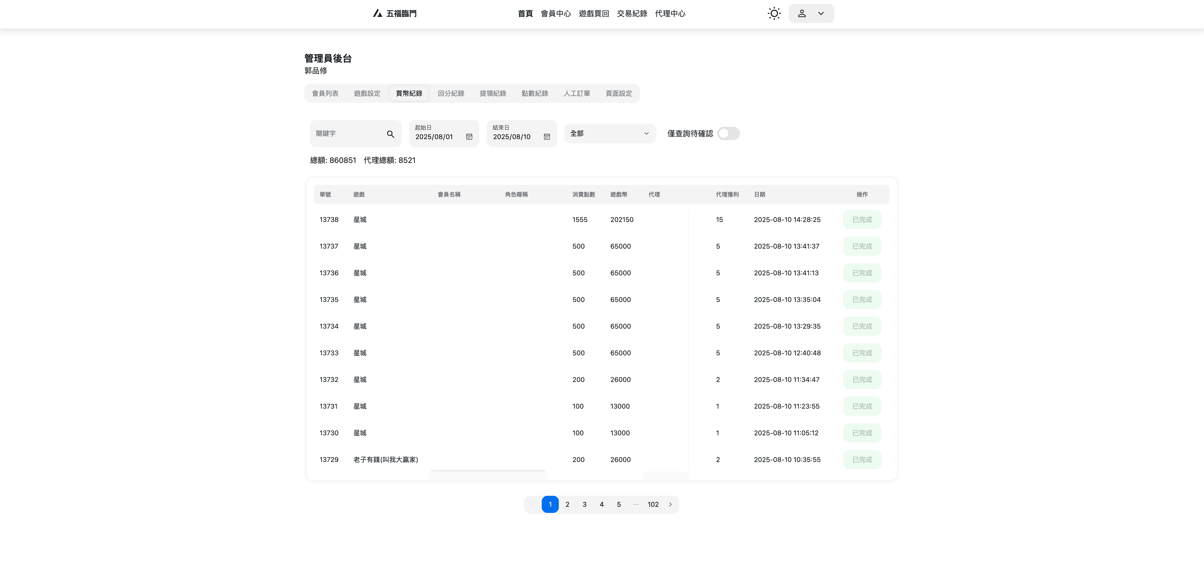 Purchase Operations Management Interface